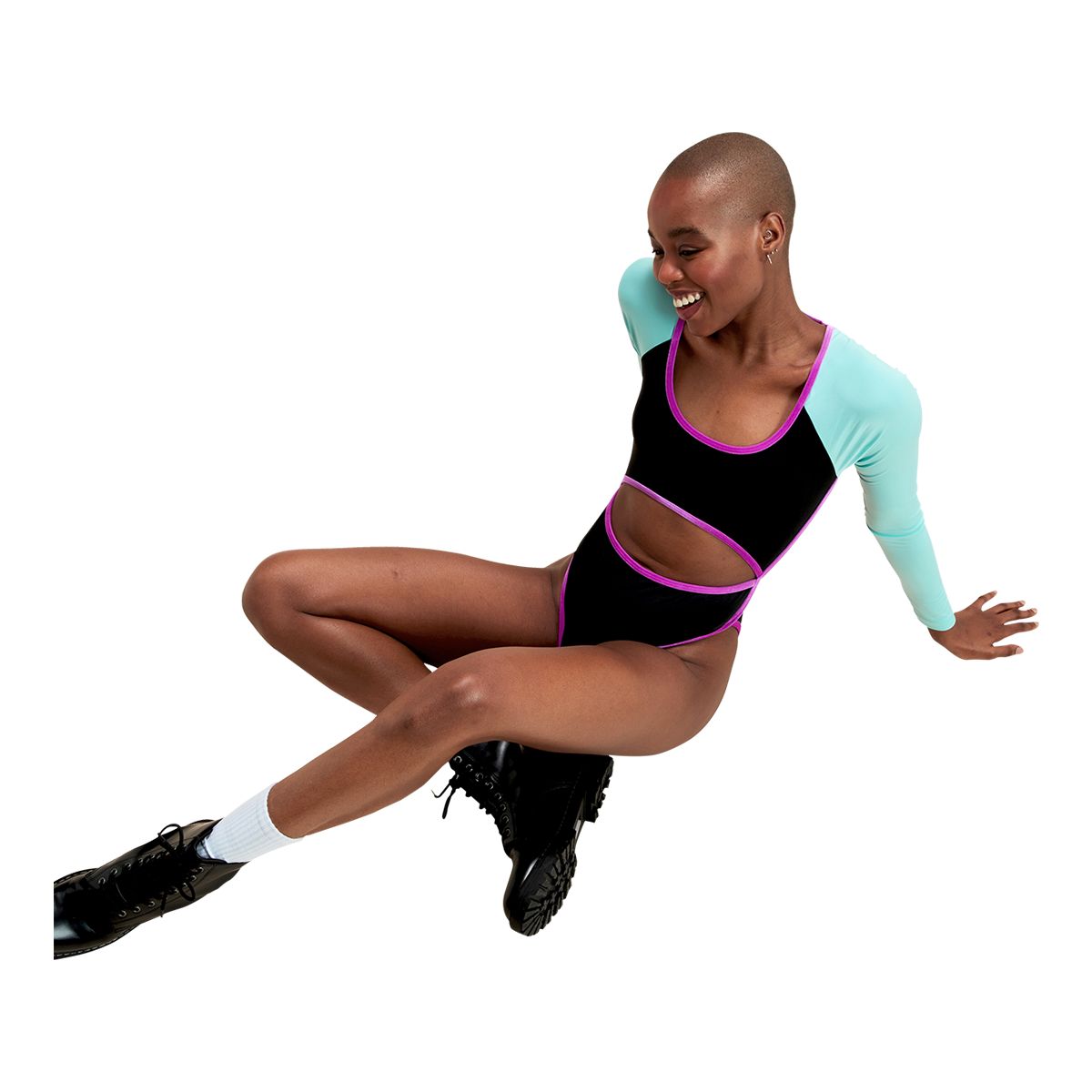 Speedo Women's Fluente Long Sleeve Cut Out One Piece Swimsuit