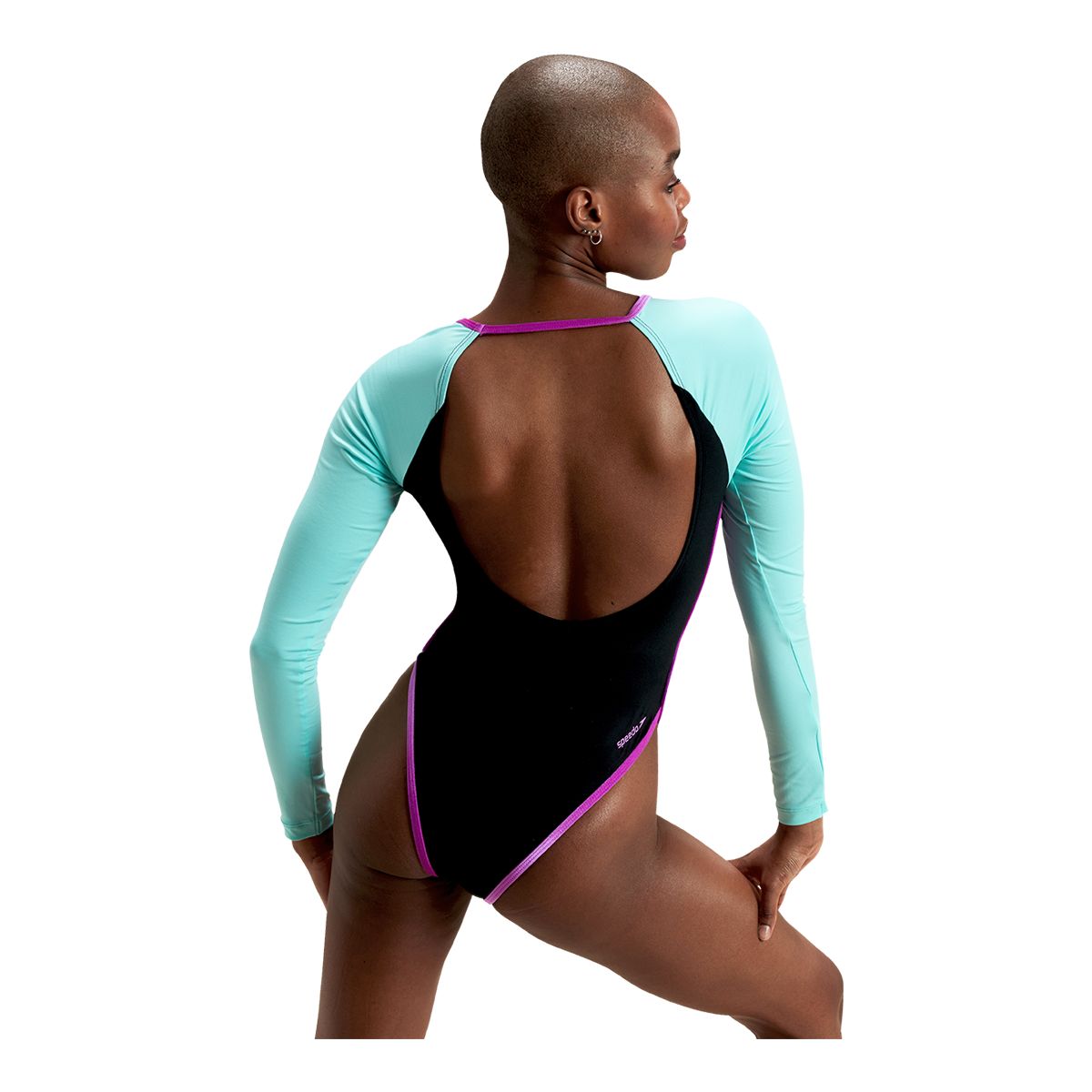 Speedo Women's Fluente Long Sleeve Cut Out One Piece Swimsuit