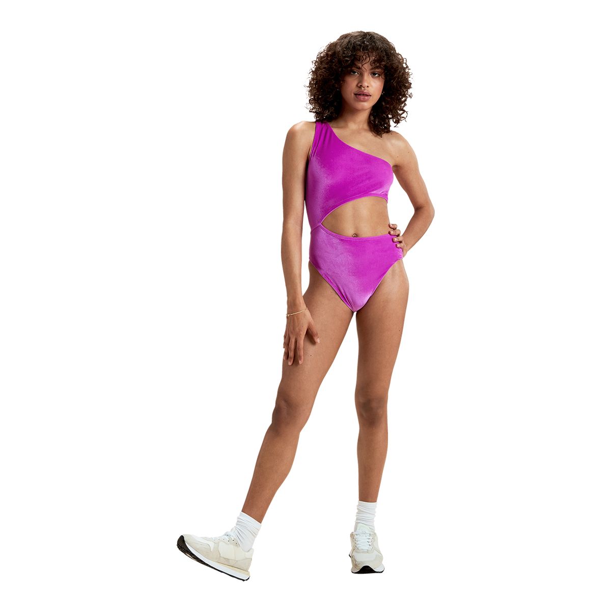 Speedo Women's Fluente Asym Cut Out One Piece Swimsuit