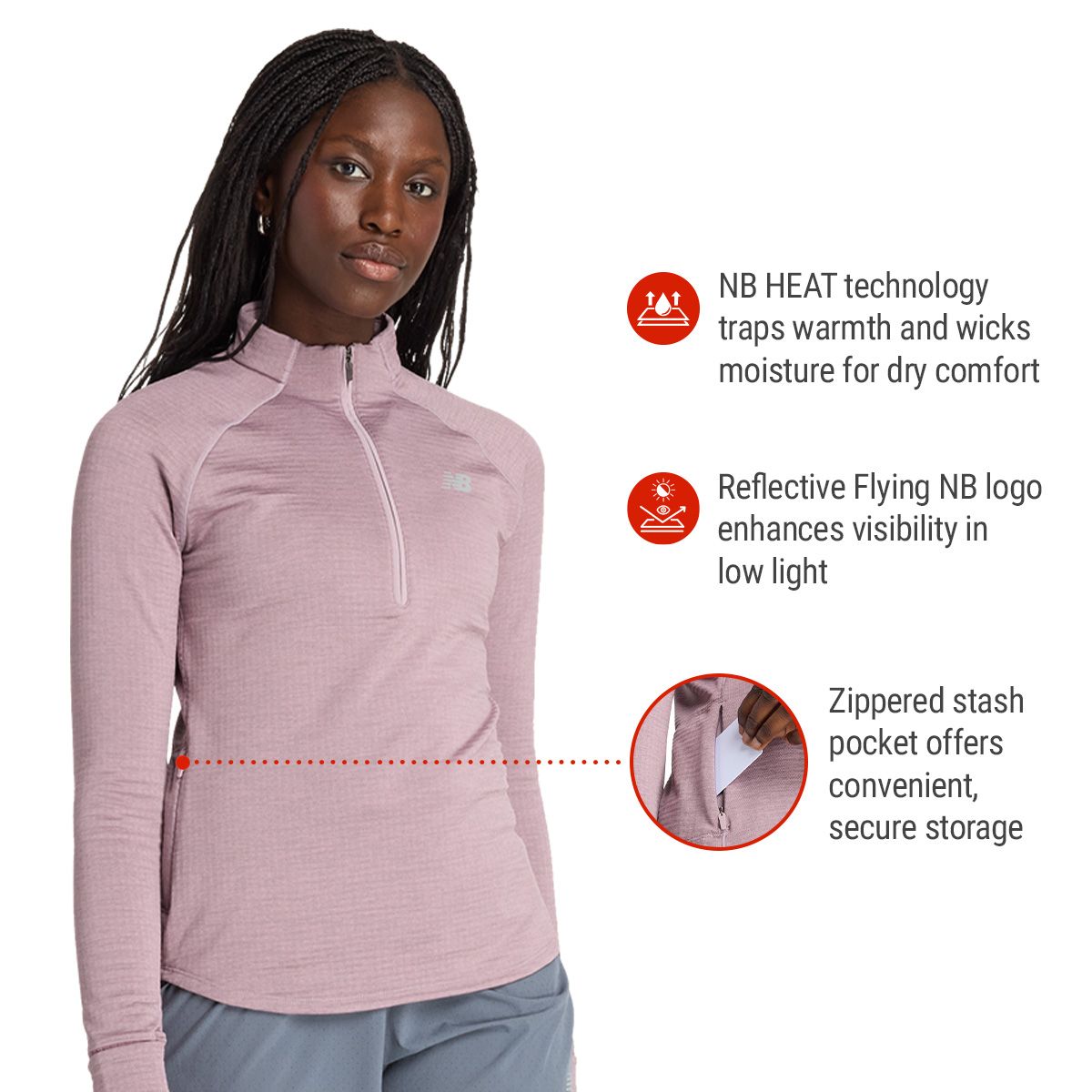 New Balance Women's Athletics Heat Grid 1/2 Zip Shirt