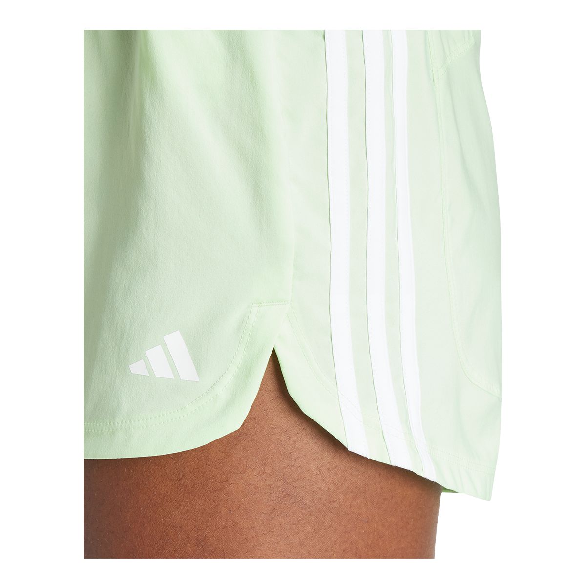 adidas Women's Pacer TR 3-Stripes Woven High Rise 5 Inch Shorts