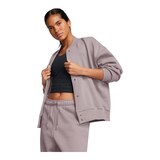 Under Armour Women's Icon Fleece Varsity Jacket Front_Three_Fourths_Angled_Left