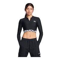 Under Armour Women's HeatGear© Rib 1/4 Zip Long Sleeve Top Front_Flat