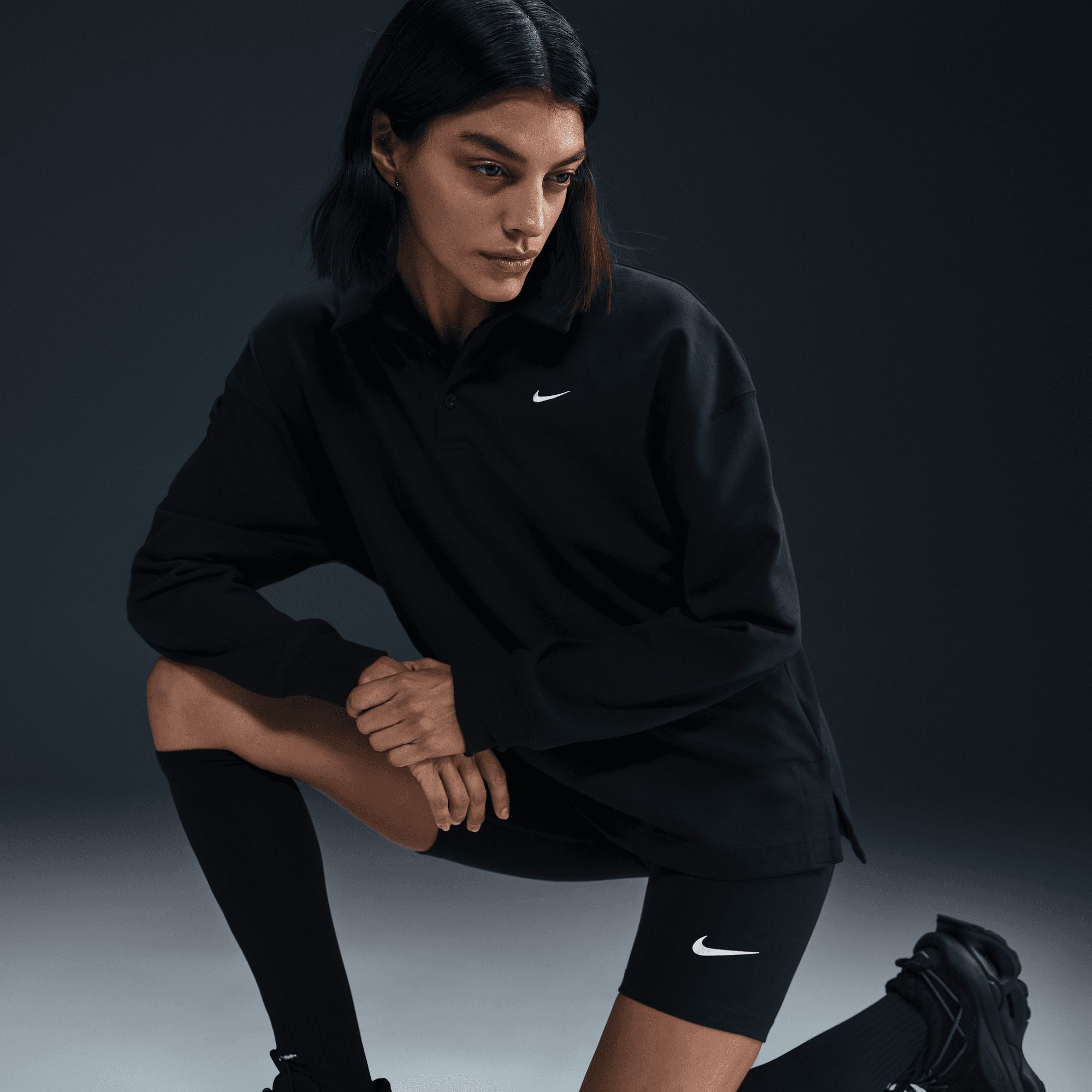 Nike Women's Essentials Oversized Long Sleeve Polo Shirt