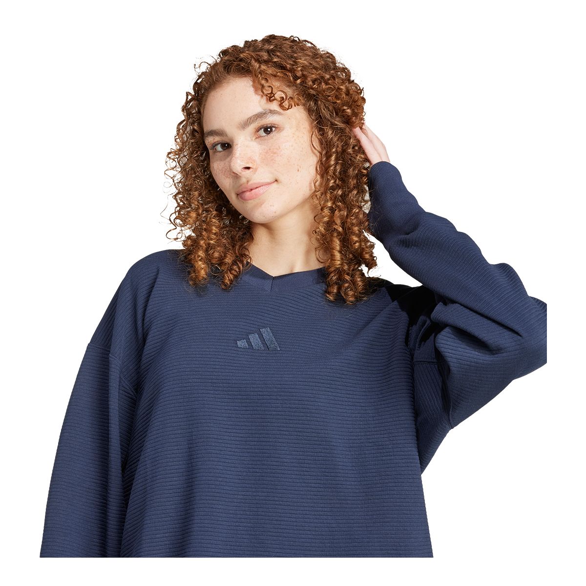 adidas Women's All SZN Ribbed V-Neck Sweatshirt