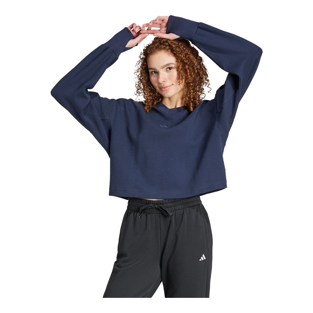 adidas Women's All SZN Ribbed V-Neck Sweatshirt