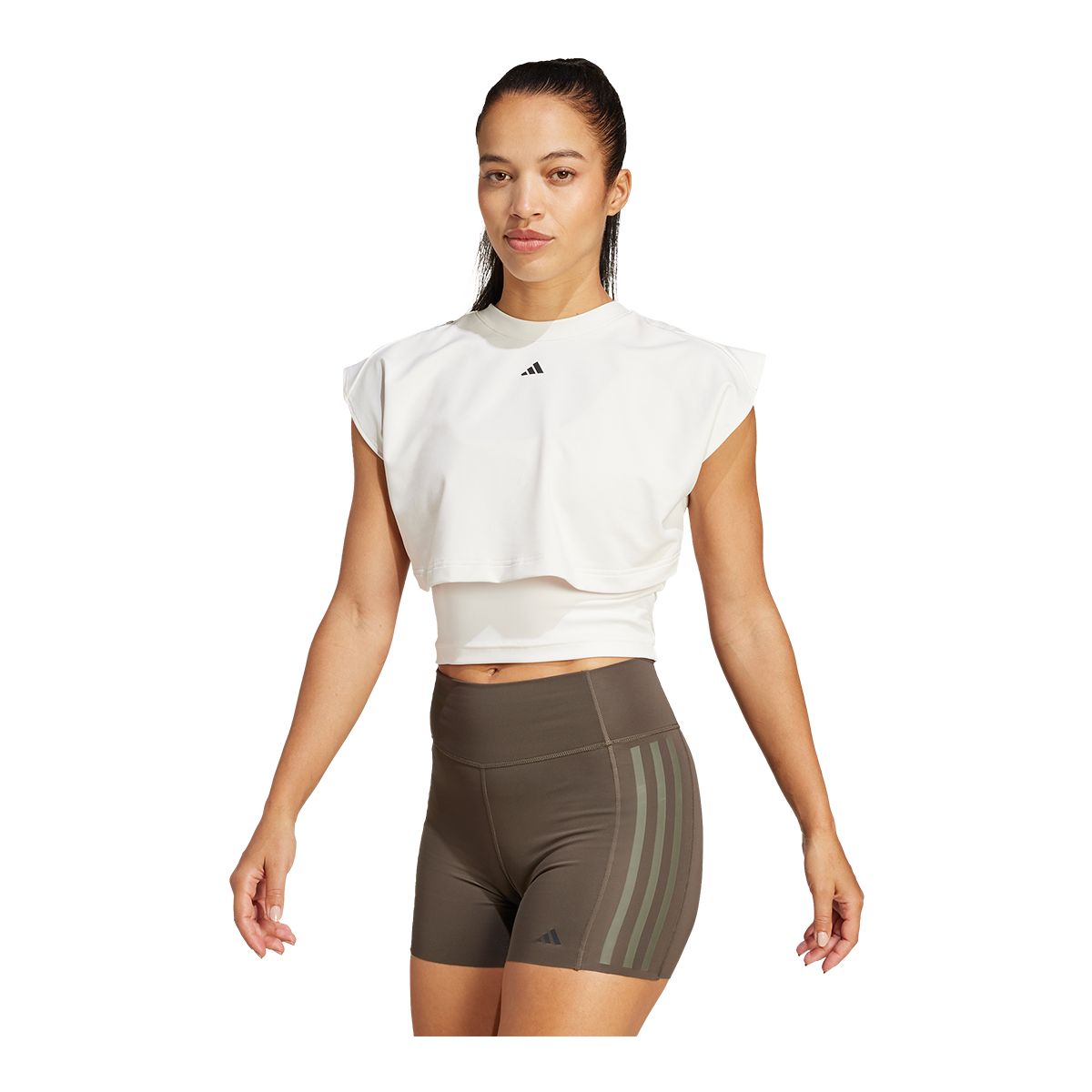 adidas Women's Power Boxy French Terry 3-Stripe Tank Top