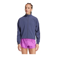 adidas Women's Pacer All Gym Tonal 3-Stripe Woven Jacket Front_Flat
