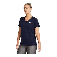 Under Armour Women's Tech™ Twist V-Neck T Shirt Front_Three_Fourths_Angled_Left
