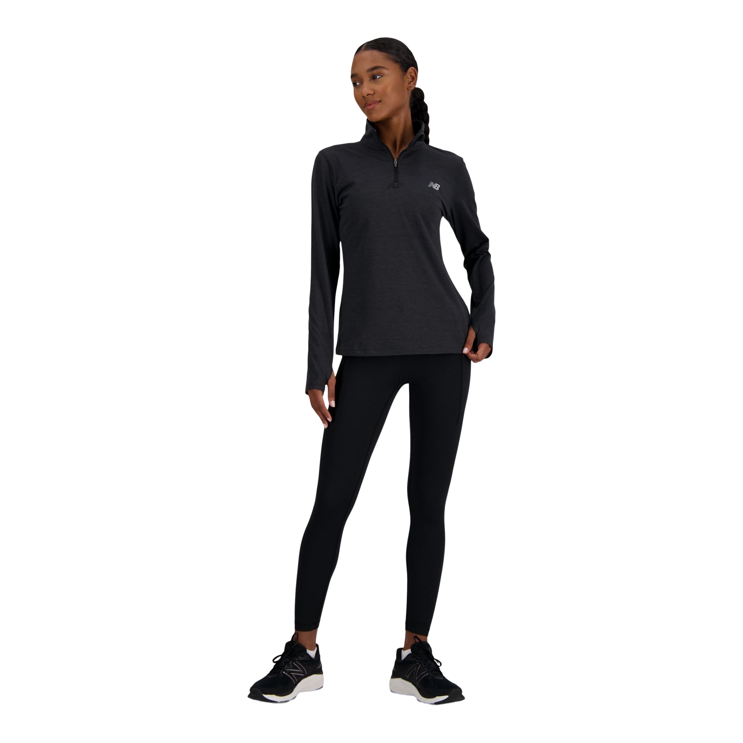New Balance Women's Sport Essentials Space Dye 1/4 Zip Long Sleeve Top