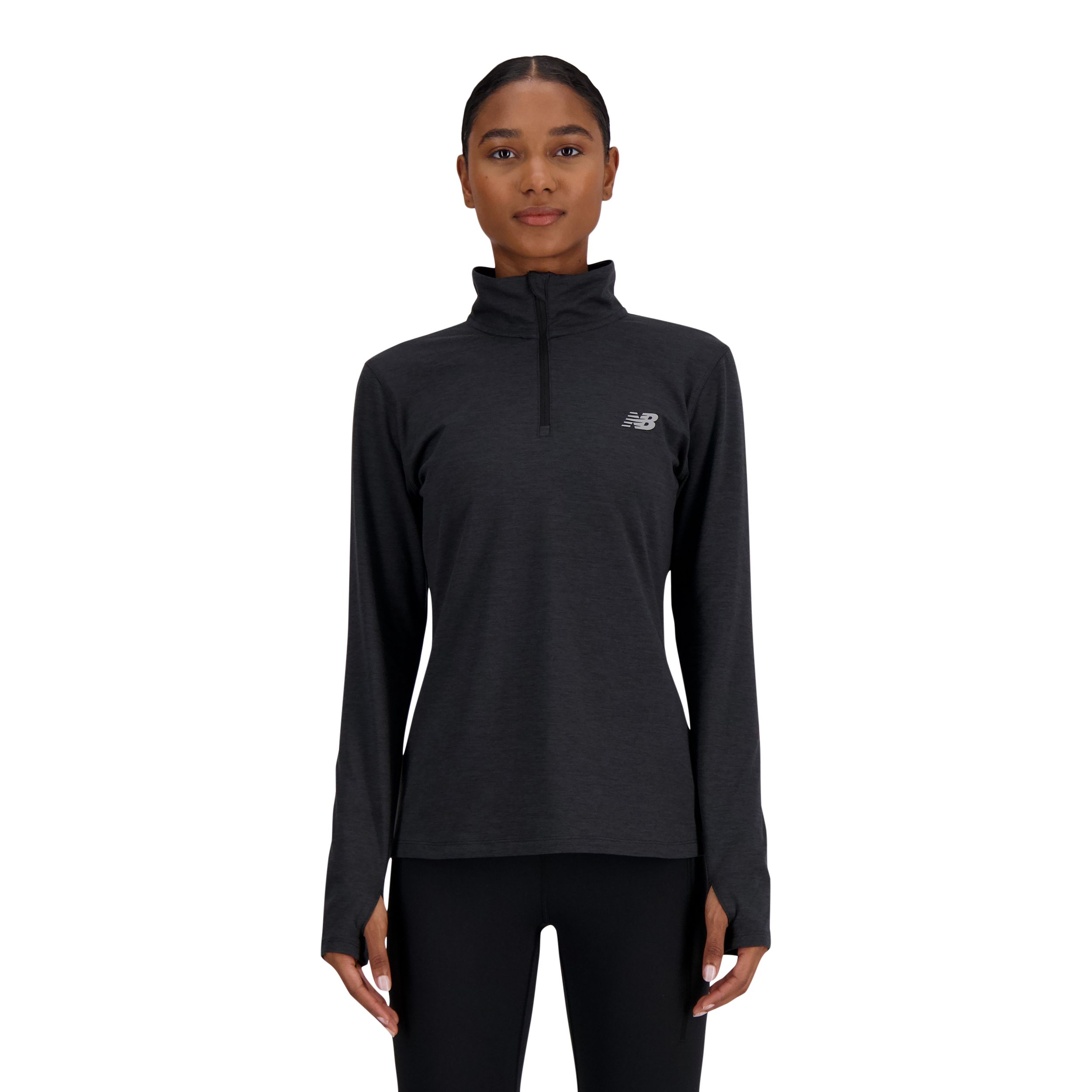 New Balance Women's Sport Essentials Space Dye 1/4 Zip Long Sleeve Top