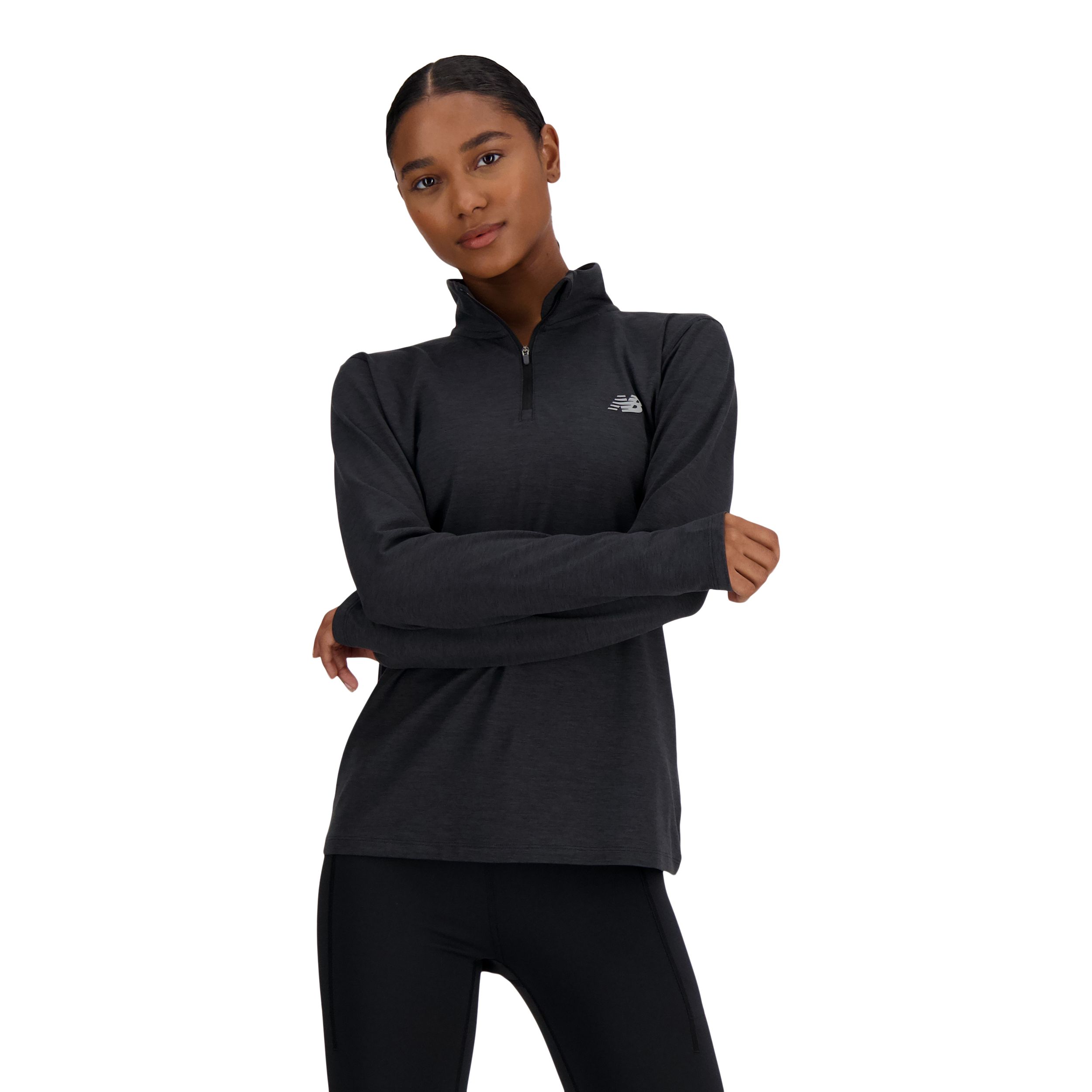 New Balance Women's Sport Essentials Space Dye 1/4 Zip Long Sleeve Top