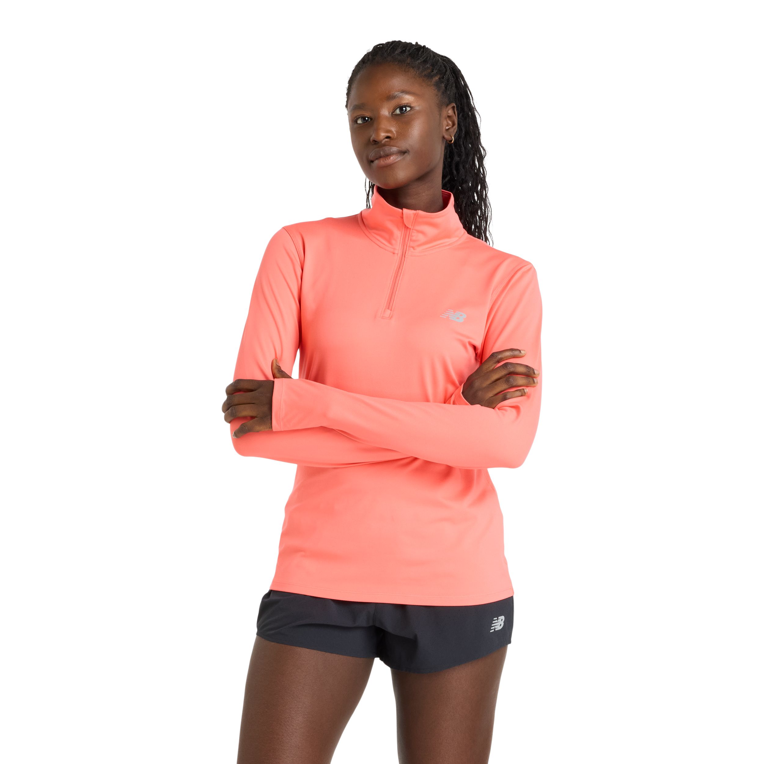 New Balance Women's Sport Essentials Space Dye 1/4 Zip Long Sleeve Top