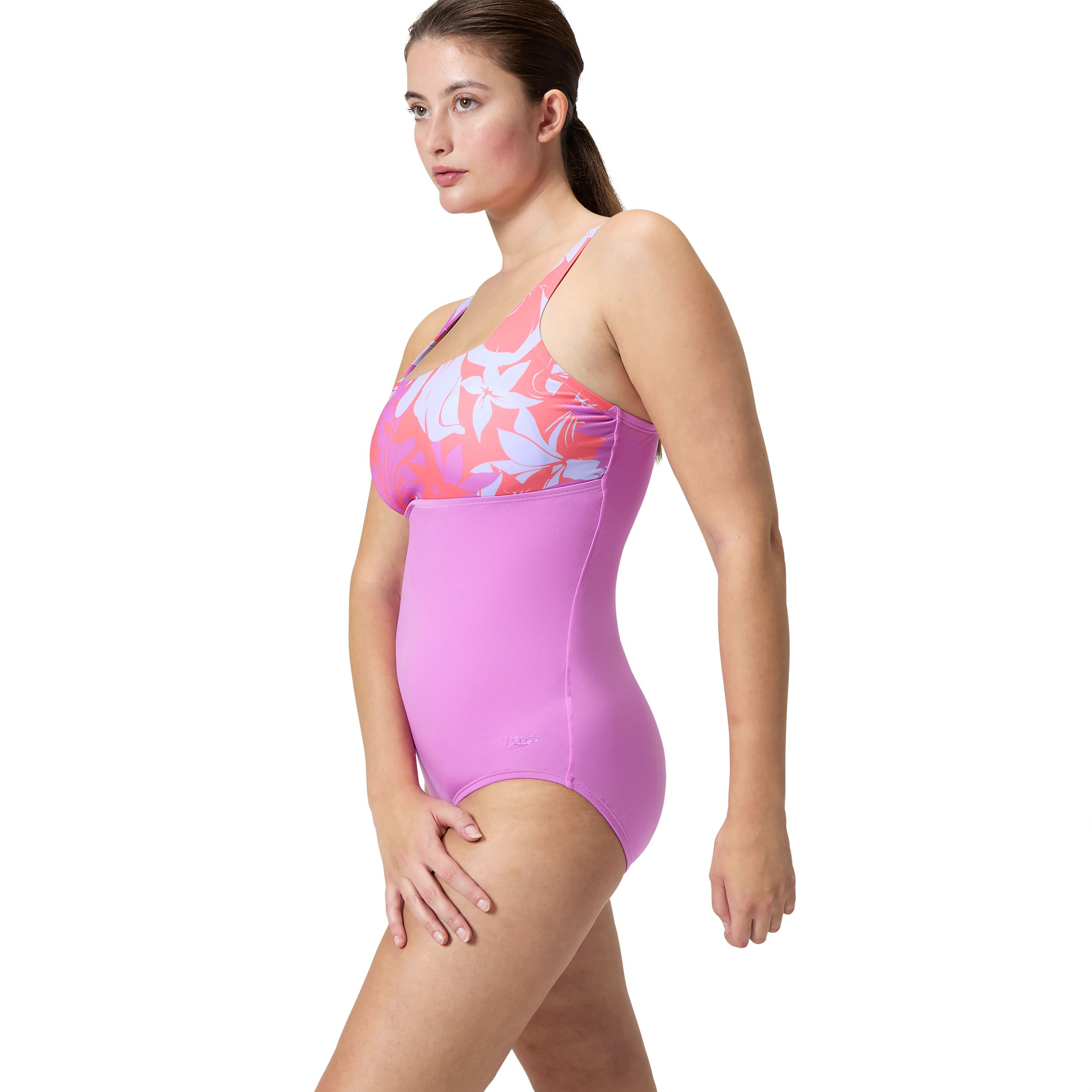 Speedo Women's Colorblock Print One Piece Swimsuit