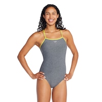 Speedo Women's Heather Closed Back with Hydrobra Swimsuit Front_Angled_Right