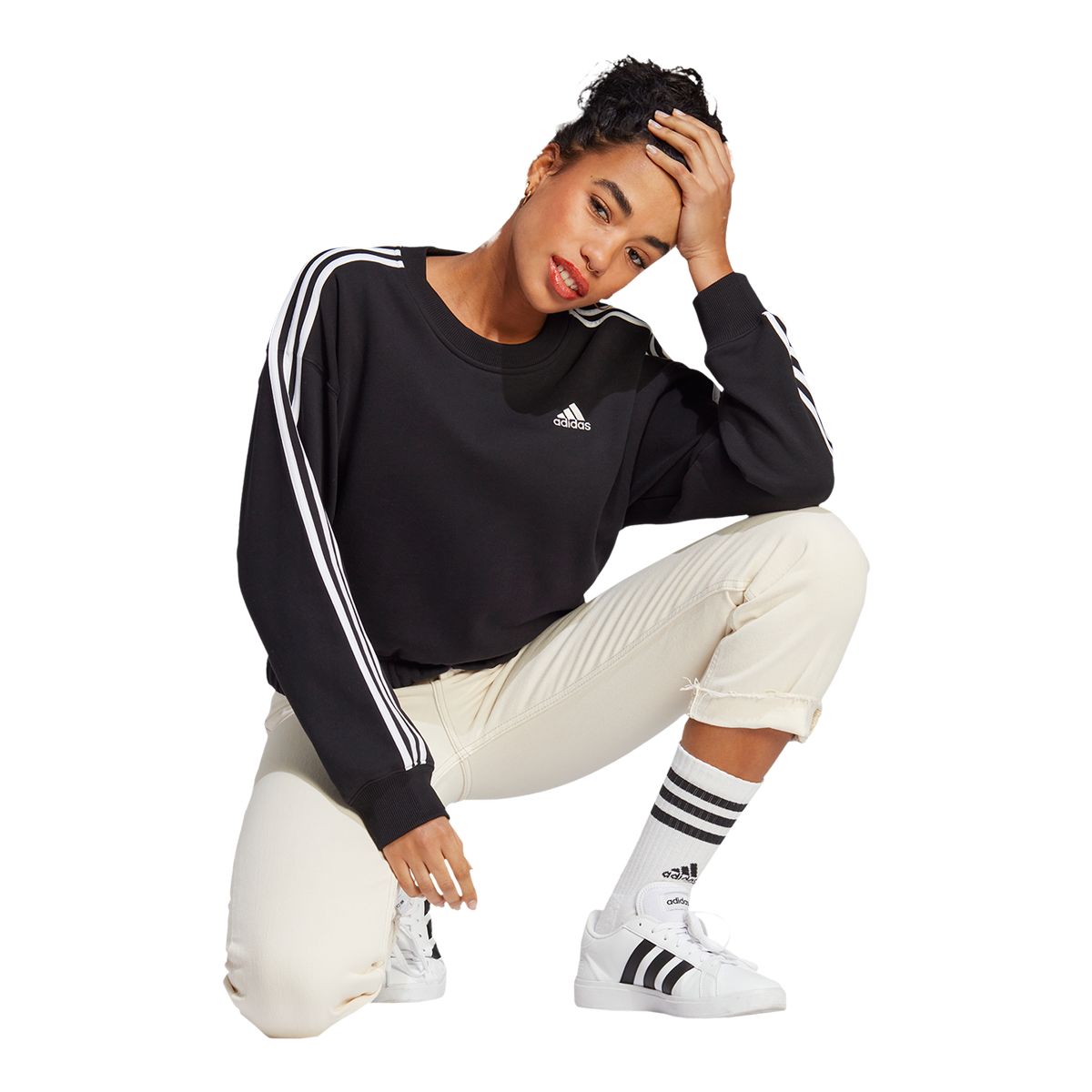 adidas Women's 3-Stripe Crop Sweatshirt