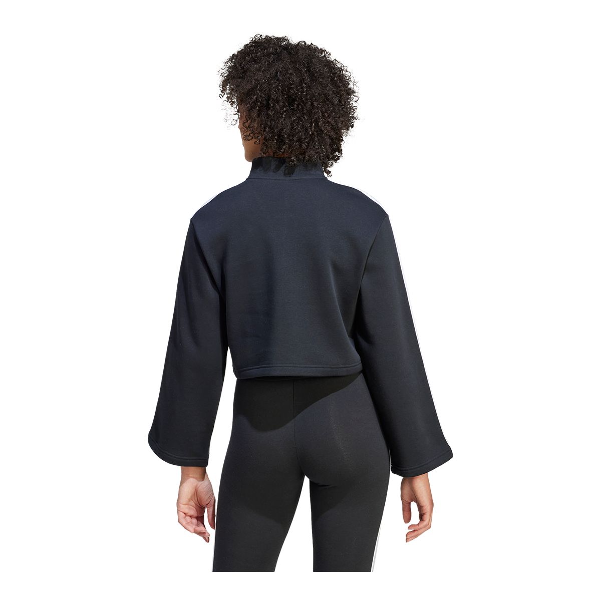 adidas Women's 3-Stripe Fleece Quarter Zip Long Sleeve