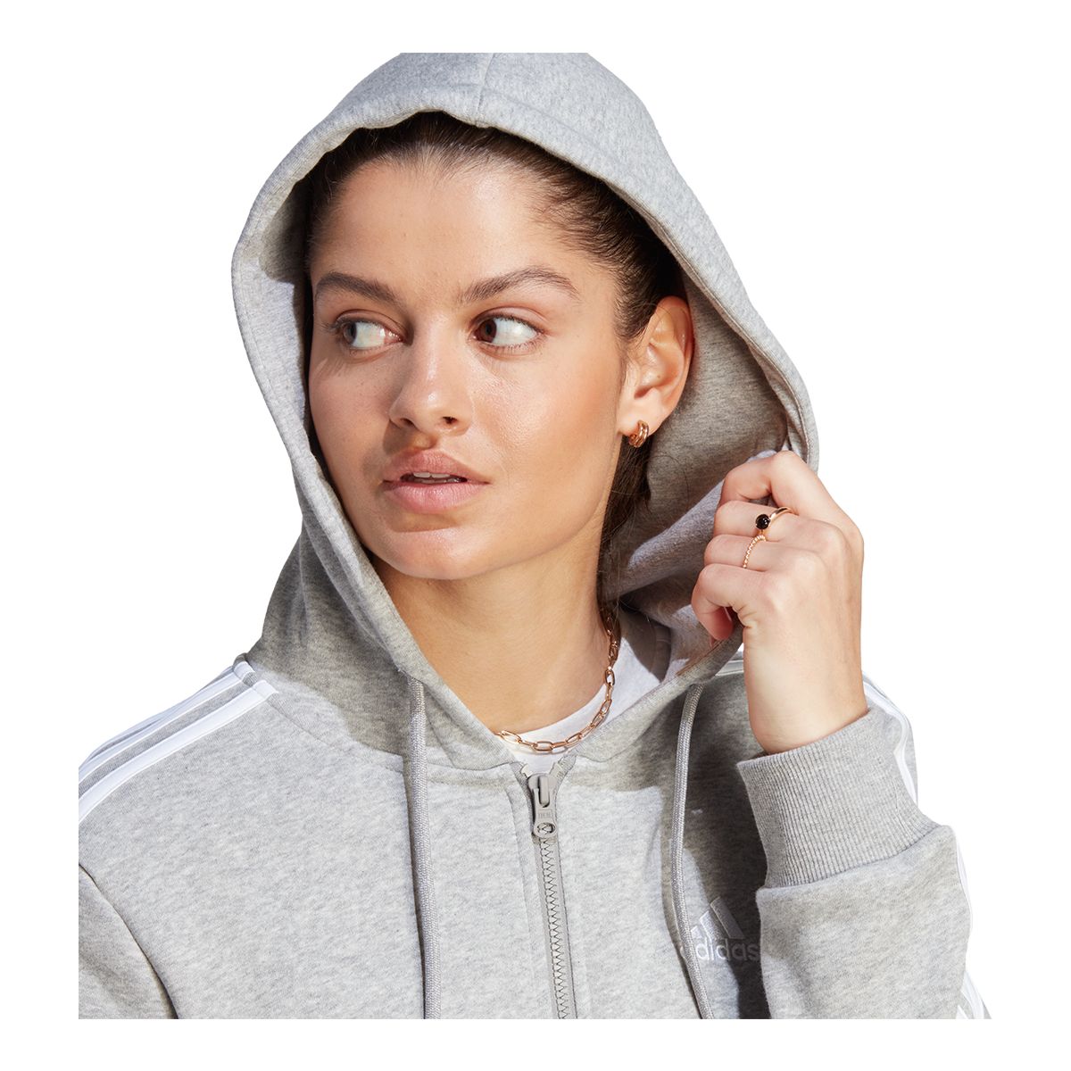 adidas Women's 3-Stripe Fleece Full Zip Hoodie