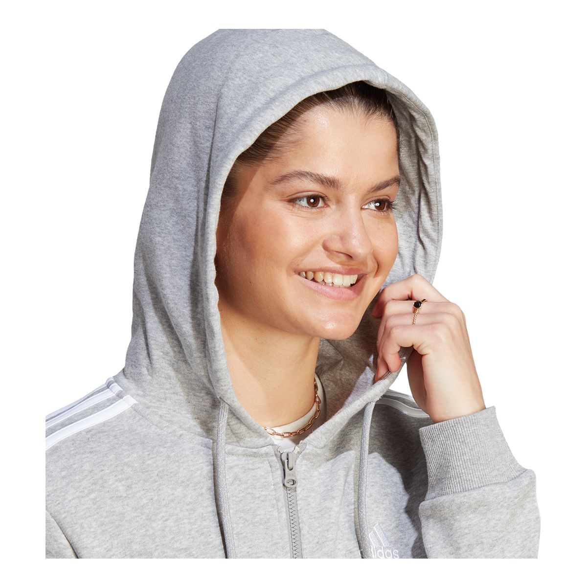 adidas Women's 3-Stripe Fleece Full Zip Hoodie