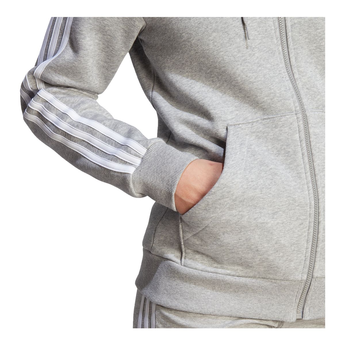 adidas Women's 3-Stripe Fleece Full Zip Hoodie