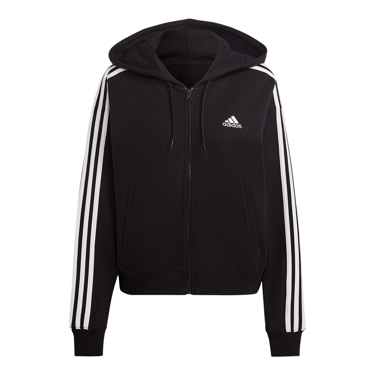 adidas Women's 3-Stripe Fleece Full Zip S Hoodie