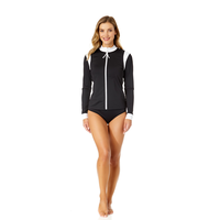 Anne Cole Women's Long Sleeve Zip Front Rash Guard Top Front_Flat