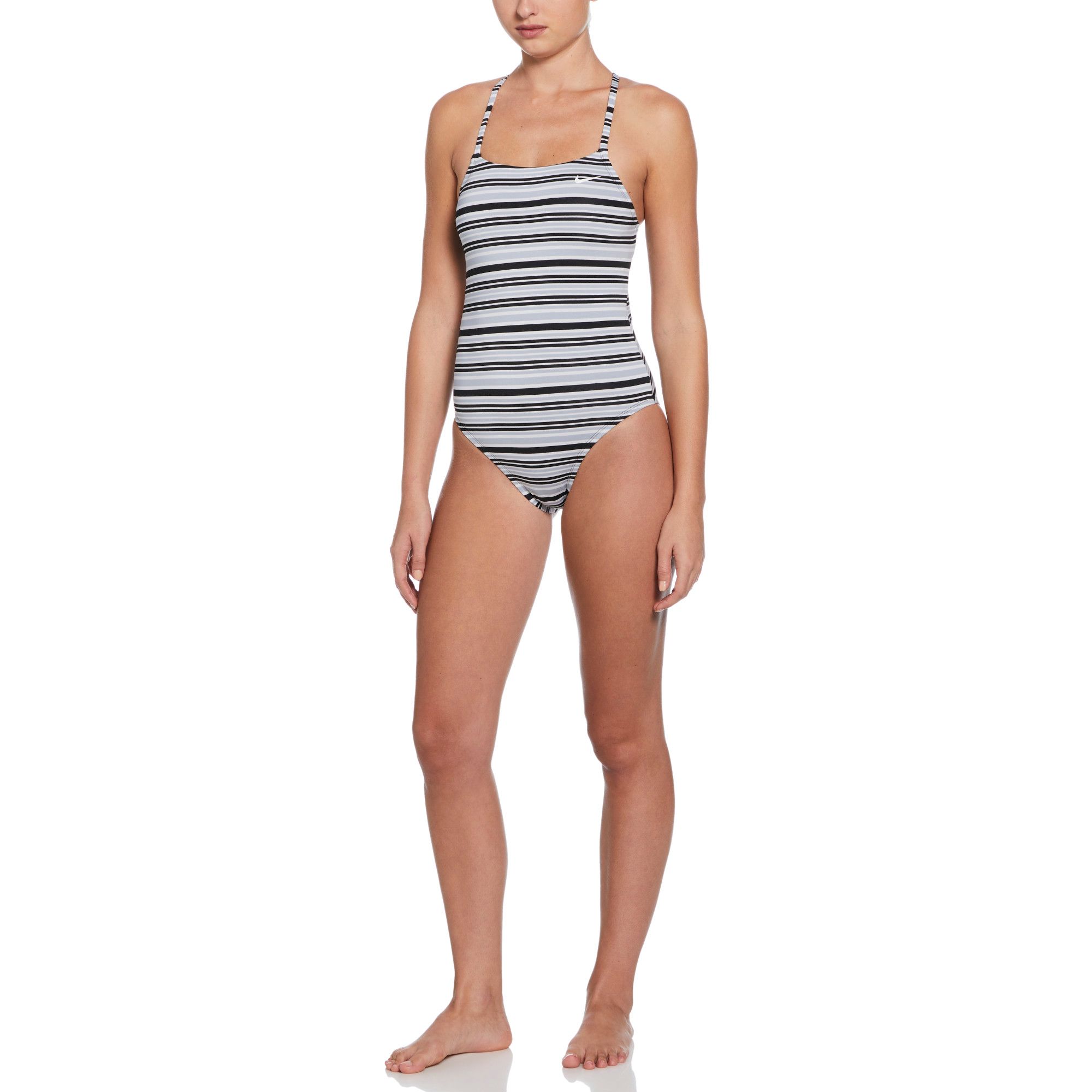 Nike Women's Off Stripe Lace Up Back One Piece Swimsuit