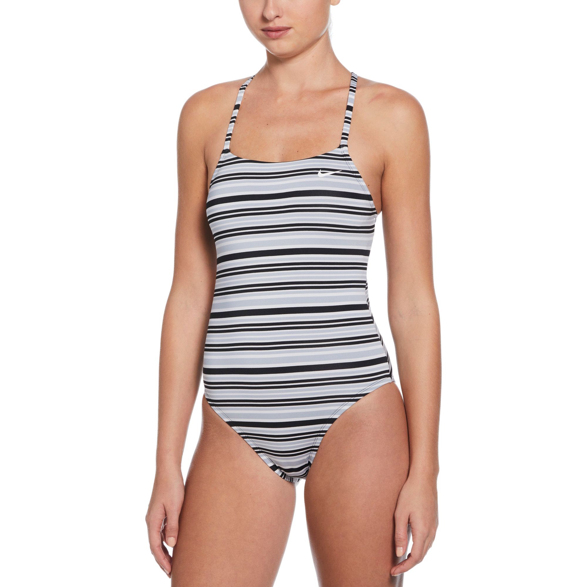 Nike Women's Off Stripe Lace Up Back One Piece Swimsuit