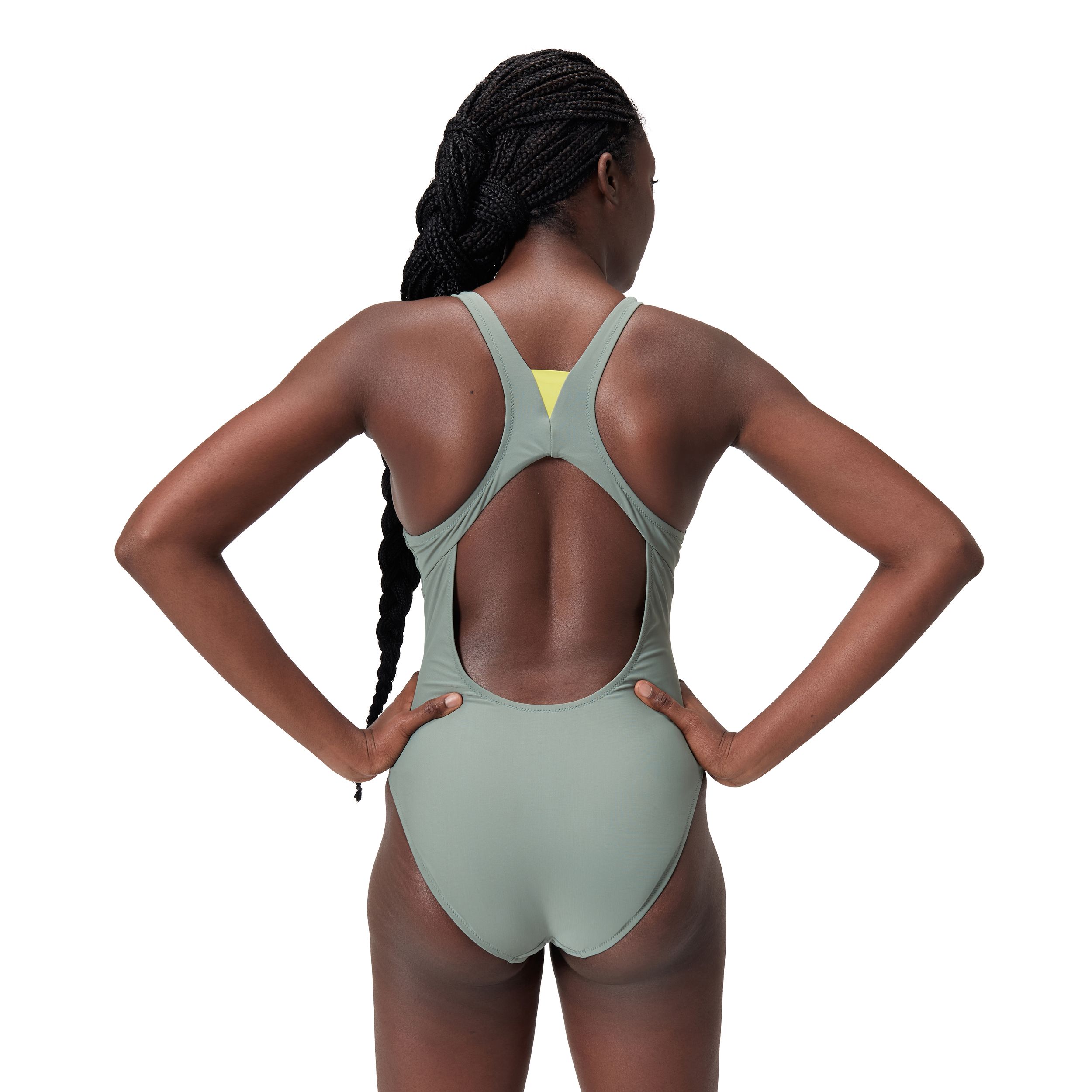 Speedo Women's Mesh Solid High Neck One Piece Swimsuit