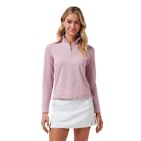TravisMathew Women's Featherweight Zip Polo Top Front_Flat