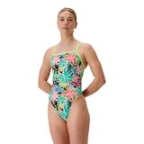 Speedo Women's Printed V-back One Piece Swimsuit Front_Angled_Left