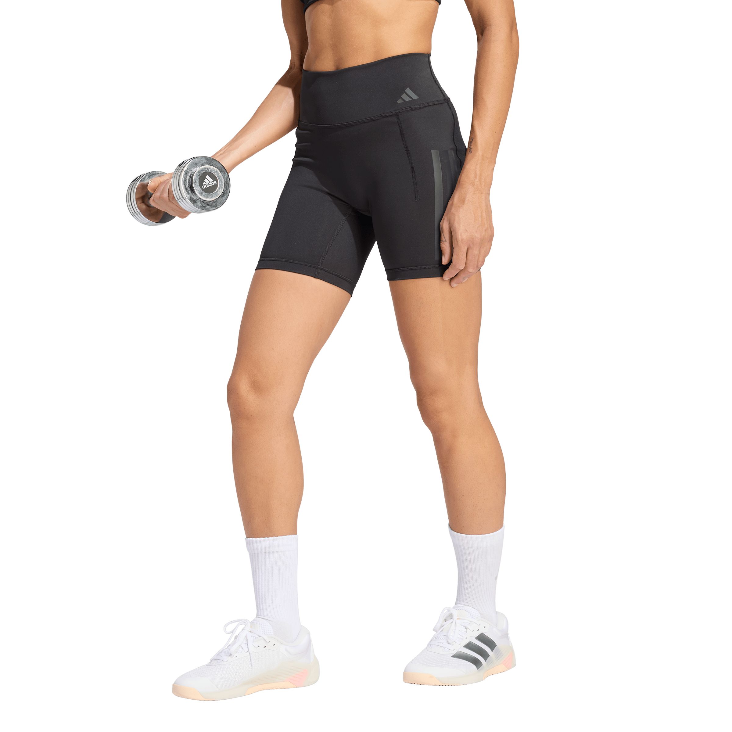 adidas Women's Optime 3-stripes High-Rise Workout Shorts