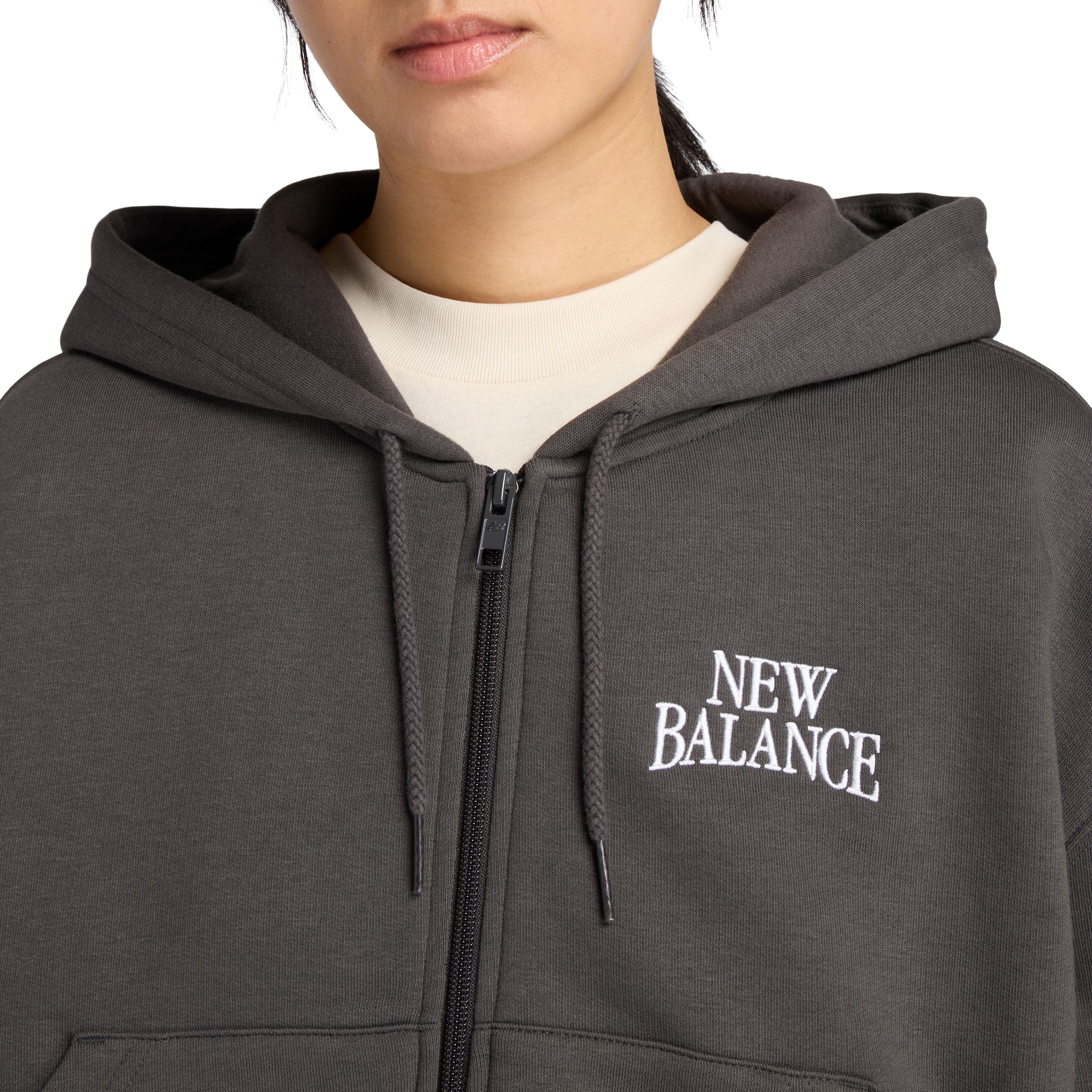 New Balance Women's Linear Heritage Fleece Full Zip Hoodie