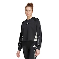 adidas Women's Stadium 3-stripes Crewneck Sweatshirt Front_Angled_Left