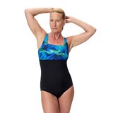 Speedo Women's Quare Neck Shirred Print One Piece Swimsuit Front_Flat