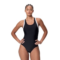 SPEEDO Women's Colorblock Racerback One Piece Swimsuit Front_Flat
