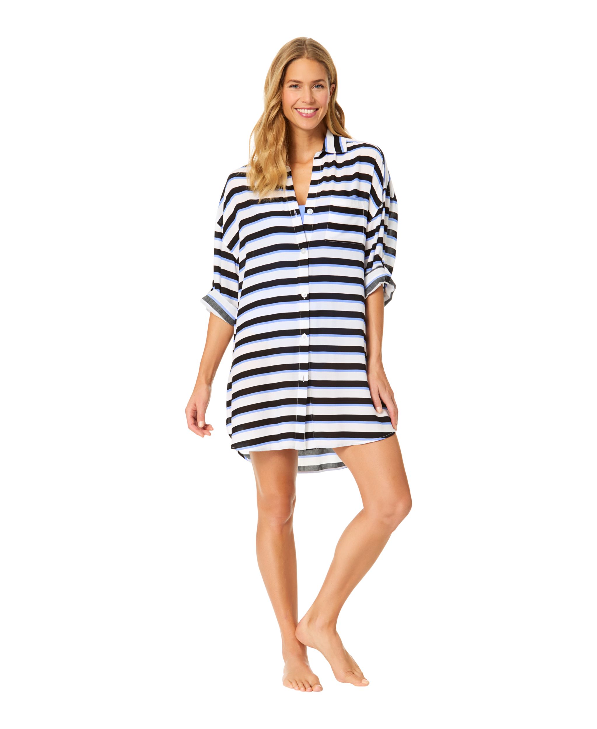 Locker Women's Button Down Coverup Long Sleeve Shirt