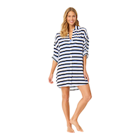 Locker Women's Button Down Coverup Long Sleeve Shirt Front_Flat