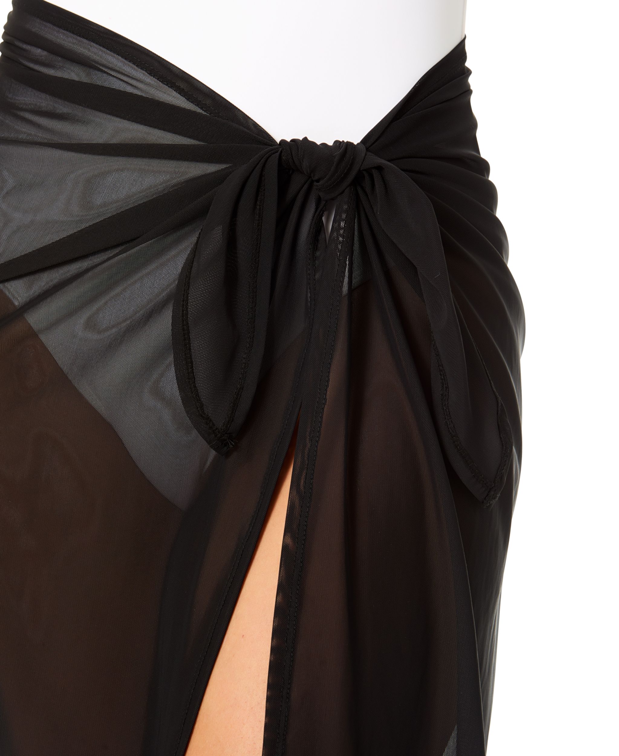 Locker Women's Solid Tie Front Long Pareo Swimsuit Cover-Up