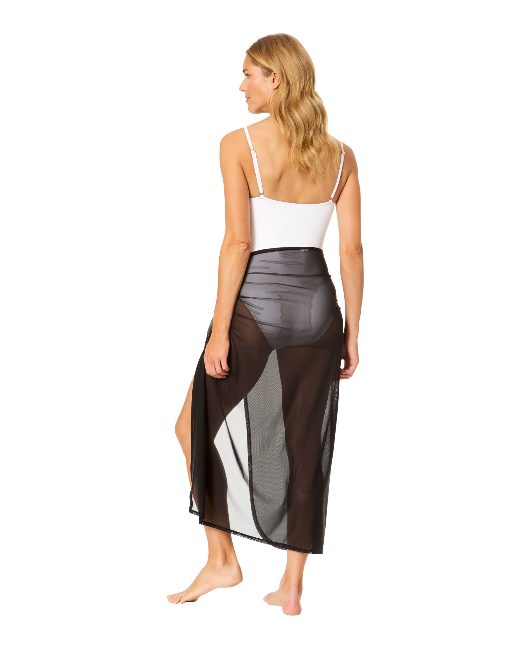 Locker Women's Solid Tie Front Long Pareo Swimsuit Cover-Up