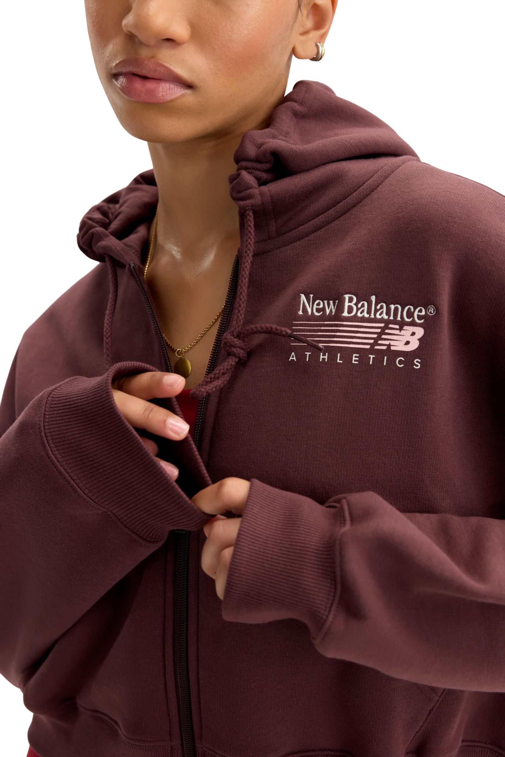 New Balance Women's Trackside Fleece Full Zip Athletic Hoodie