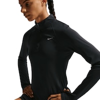 Nike Women's Tempo Dri-FIT 1/2 Zip Long Sleeve Top Front_Angled_Left
