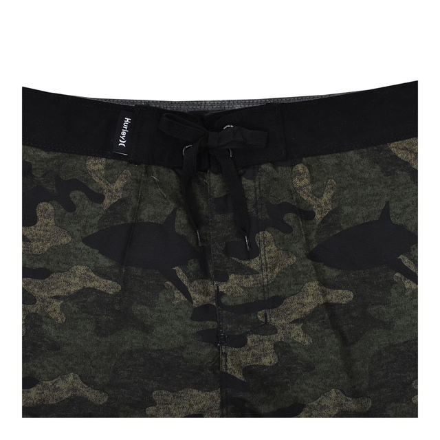 Board Shorts De Bain Hurley Sharkbait Pour Garçon - 100% Polyester, Imprimé Camouflage, Poche Arrière Plaquée