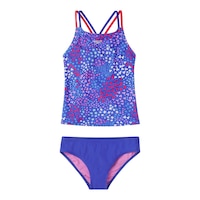 Speedo Girls' Print Two Piece Tankini Set Front_Flat