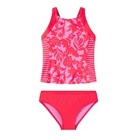 Speedo Girls' Print Blocked Tankini Front_Flat