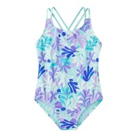 Speedo Girls' Print Shimmer Straps One Piece Swimsuit Front_Flat