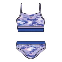 Speedo Girls' Print Blocked Two Piece Bikini Set Front_Flat