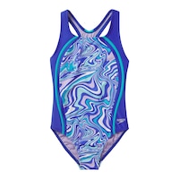 Speedo Girls' Printed Sport Splice One Piece Swimsuit Front_Flat