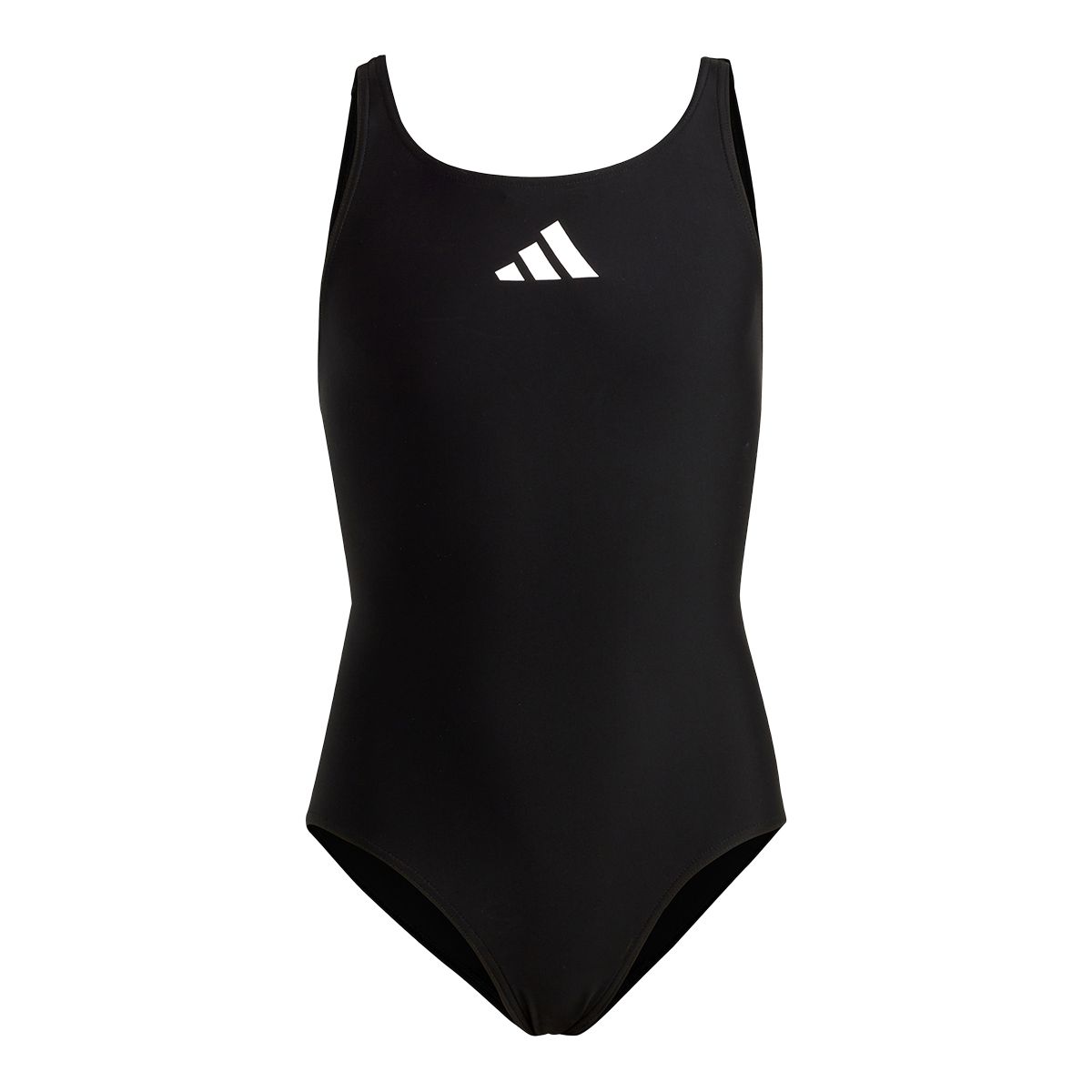 adidas Girls' 3 Bars Solid Small Logo One Piece Swimsuit