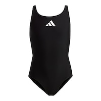adidas Girls' 3 Bars Solid Small Logo One Piece Swimsuit Front_Flat